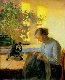 Anna Ancher Sewing fisherman's wife China oil painting art